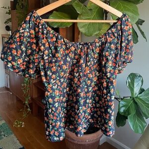Old Navy Navy Blue Floral Blouse